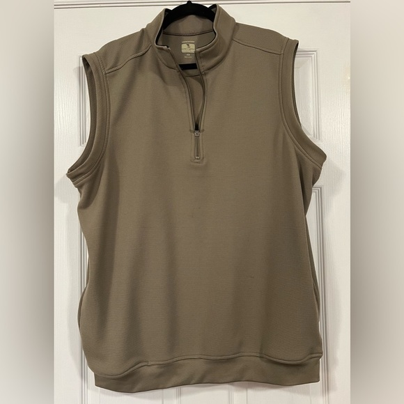 Lone Cypress Pebble Beach Luxury Performance Mens Pullover Vest Tan Zip XL Flaws - Picture 1 of 11